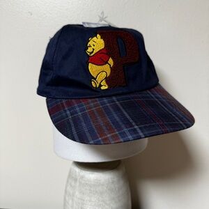 Pooh Bear Plaid Navy and Maroon Hat New w/tags